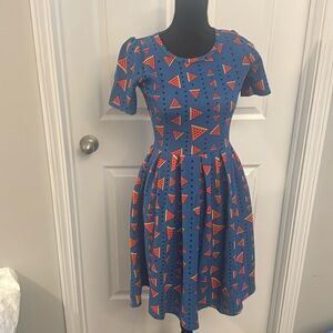 XS LulaRoe Amelia dress with watermelon pattern